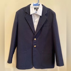 Boys 10 Navy Suit Jacket and Dress Shirt